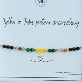 Bransoletka z agatem żółtym, malachitem i turmalinem